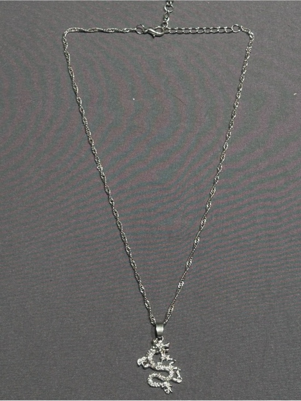 Shein Silver Tone Necklace with Dragon Pendant